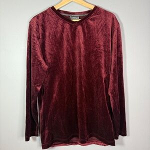 Vtg Versace Classic V2 Men’s Velour Burgundy Long Sleeve Shirt